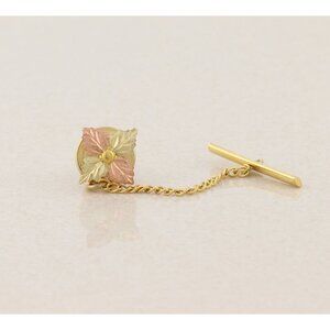 Mens 10k Yellow Gold Rose Gold Leaf Tie Tack Pin Lapel Pin Black Hills Gold 3/8"